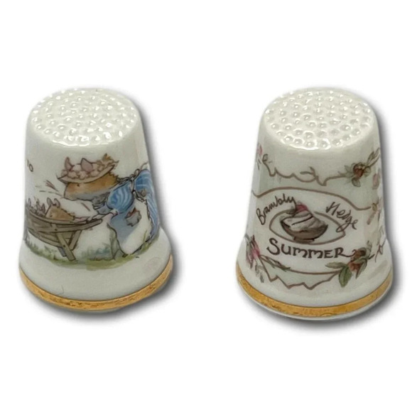 Royal Doulton Thimble Lot 4 Brambly Spring Summer Autumn Winter Jill Bakem - Picture 2 of 10